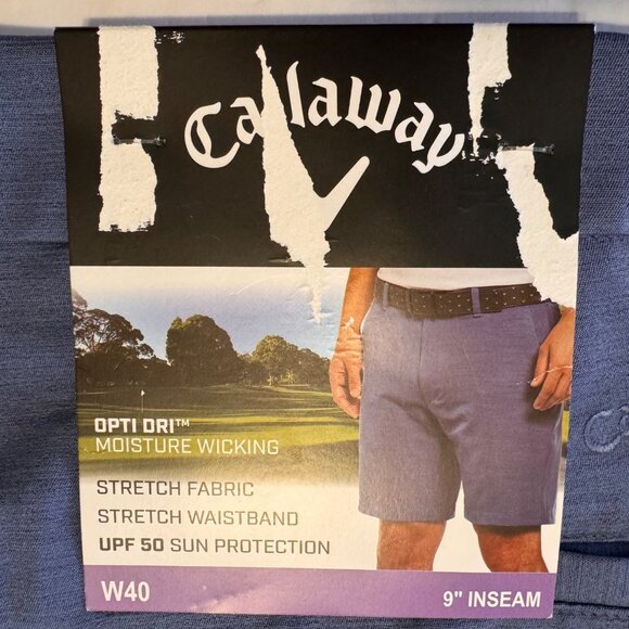 Mens Size 40 Blue Golf Shorts Callaway Opti-Dri Moisture-Wicking UPF 50 - Picture 5 of 11